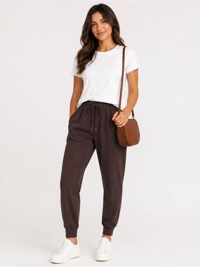 StretchTech Everyday Drawstring Joggers in Chocolate Brown